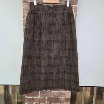 여성용 뉴요커 스커트 브라운 울 체크 사이즈 66-93