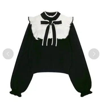 Honey Cinnamon 절개 프릴 보타이 니트탑 블랙