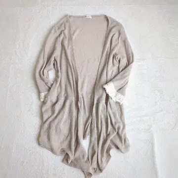 NEO 모리걸 코켓 00S 시어 니트 가디건 레이스 소매 프릴