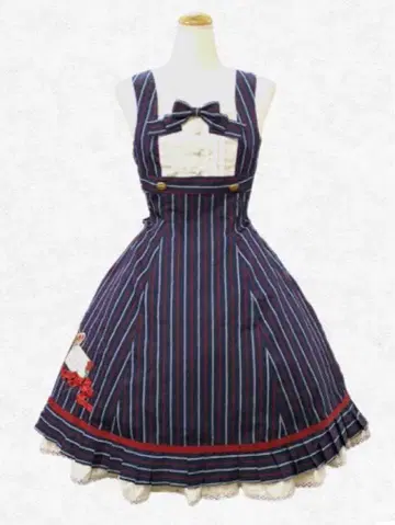 러브 에어메일 아플리케 오버롤 스커트 네이비