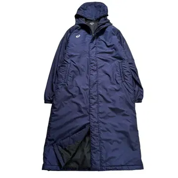 미사용급 아식스 벤치 코트 3XL 충전솜 롱 방한 네이비