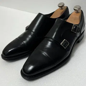 컨디션 최상 쉘랜드 폭스 가죽 신발 더블 몽크 스트랩 블랙 스트레이트