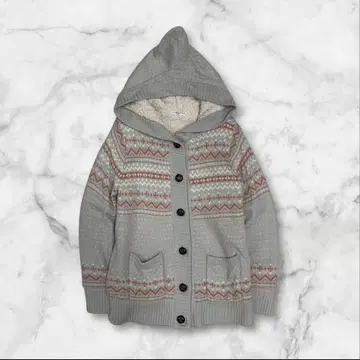 후드 부착 가디건 북유럽 모리걸 노르딕 무늬