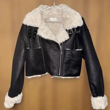 EVRIS 숏 인조 모피 블루종