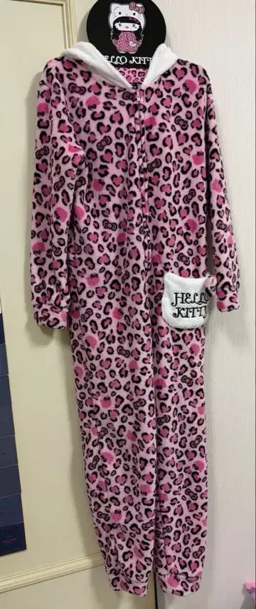 키티 콤비네종 레오파드 무늬 핑크 돈키