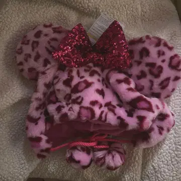 미니 레오파드 무늬 팬캡 디즈니 랜드 시 핑크