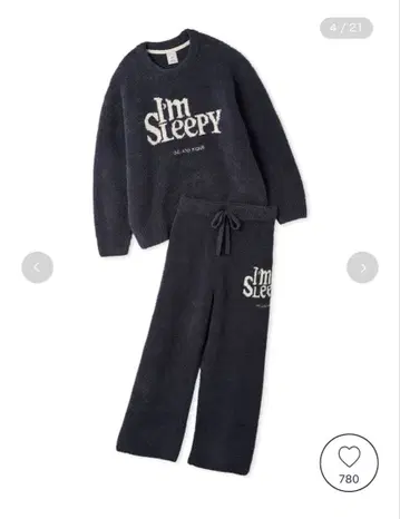 파우더 쓰리피 로고 자카드 풀오버 & 롱 팬츠 세트 NVY