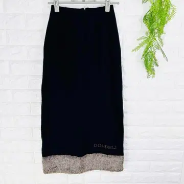 DONPELI 돈페리 니트 롱 타이트 스커트 인조 모피 도킹 개성파