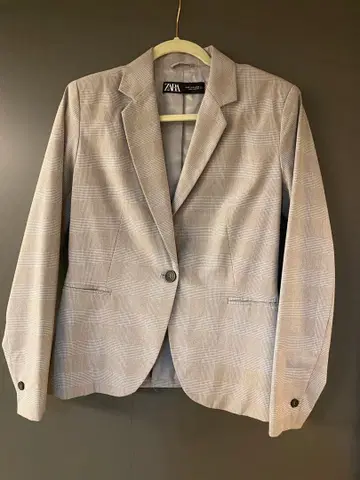 ZARA 그레이 체크 무늬 자켓 M