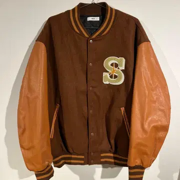 WEGO 멜톤 와펜 바시티 자켓 브라운 자켓