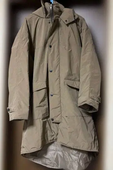 nu ke 베이지 모즈 코트 후드 부착