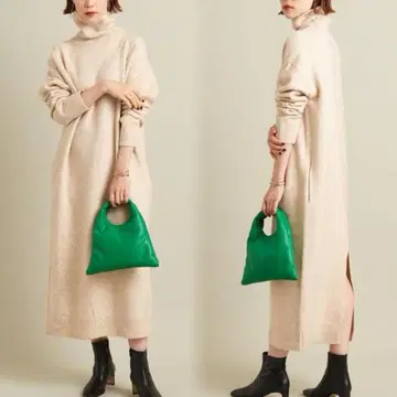 새상품급 BY 카멜 믹스 터틀 니트 원피스 터틀 니트 원피스