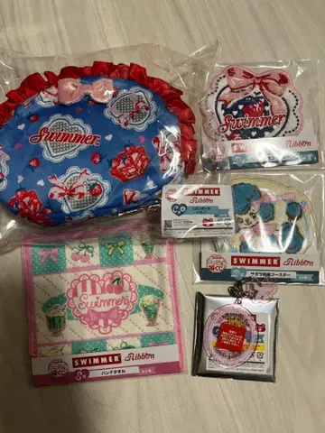 후쿠야 캐릭터 복권 SWIMMER C상 리본 파우치 딸기 외