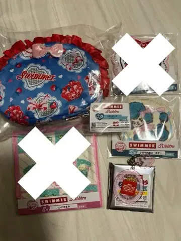 후쿠야 캐릭터 복권 SWIMMER C상 리본 파우치 딸기 외