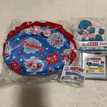 후쿠야 캐릭터 복권 SWIMMER C상 리본 파우치 딸기 외