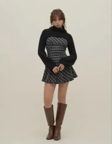 ANDMARY Lulu check set mini dress