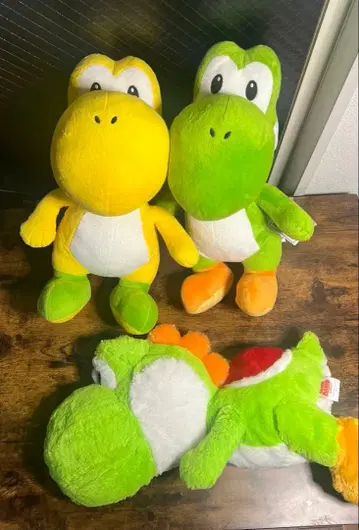 그린과 옐로우 컬러 요시 봉제 인형 3개
