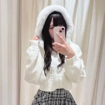 evelyn 퍼 니트 후드티 가디건 새상품급