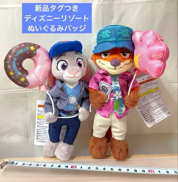 닉 주디 주토피아 디즈니 리조트 인형 배지 2체 세트