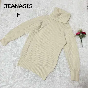 지나시스 [ F ] 터틀넥 니트 아이보리 리브 니트 나일론