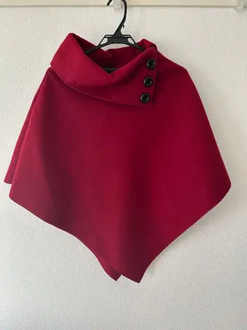 버건디 판초 케이프 코트