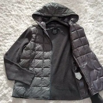 컨디션 최상 XL TAION 니트 이소재 절개 다운 자켓 카키 그레이