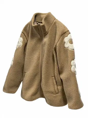 꽃무늬 자수 플리스 자켓 베이지 persons