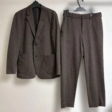 UNIQLO 유니클로 컴포트 2B 자켓 하운드투스 체크 패턴 셋업 S