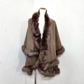인조 모피 판초 케이프 코트 겉옷 브라운 가을/겨울