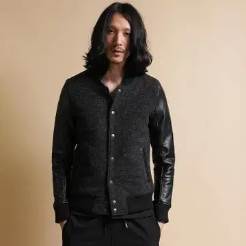 NOID 노아이디 바시티 자켓 울 가죽 소매 CAMBIO 가죽 자켓