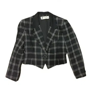 쿠레쥬 체크 무늬 크롭 자켓