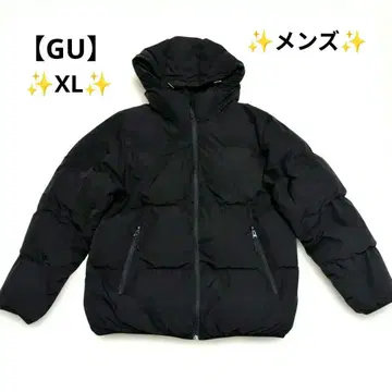 [ GU ] 지유 블랙 후드 부착 다운 자켓 남성용 [ XL 사이즈 ]