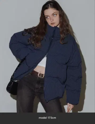 스트라이프 오버 사이즈 다운 자켓