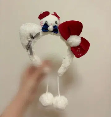 USJ 머리띠 화이트 퍼 빨간색 모자