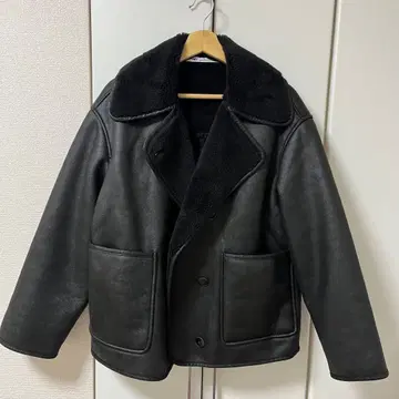 새상품급 ZARA 더블 페이스 자켓 무스탕 가죽 블랙 XS