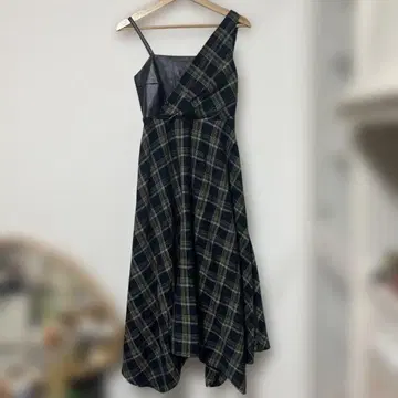 EVRIS 인조 가죽 도킹 체크 롱 원피스