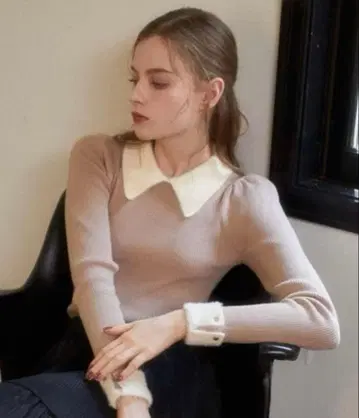 archive 페더 칼라 클래시컬 리브 니트