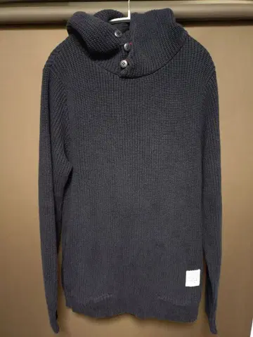 APPLEBUM 후드 부착 니트 후드티 네이비