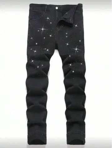 블랙 데님 팬츠 라이트 스톤