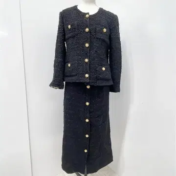 잉게보그 카네코 이사오 셋업 골드 버튼 트위드 블랙