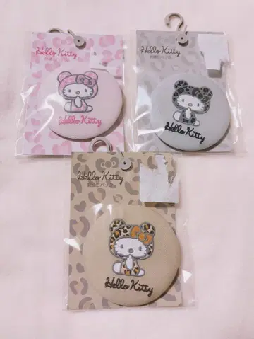 헬로키티 자수 캔뱃지 레오파드 무늬 3종 세트