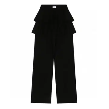 RONRON 프릴 장식 블랙 와이드 팬츠