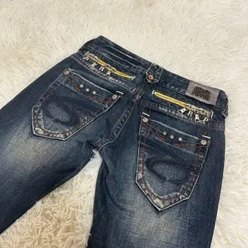 RED PERRER 24 자수 참 부츠컷 로우라이즈 y2k