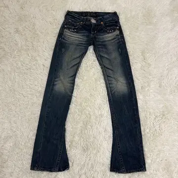 RED PERRER 24 자수 참 부츠컷 로우라이즈 y2k