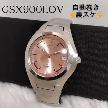 GSX 자동 와인딩 뒷면 스켈레톤 핑크 다이얼 GSX900LOV 손목시계