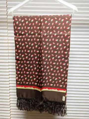 미국 빈티지 중량급 실크 스카프 머플러 브라운