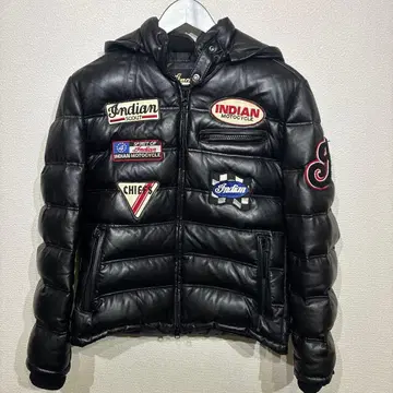 Indian Motorcycle 가죽 다운 자켓 블랙 M 사이즈