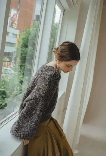 MIX얀 니트탑 차콜