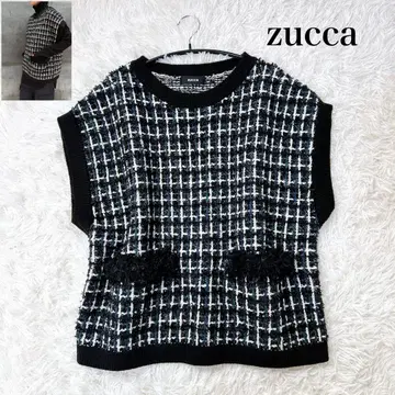zucca 트위드 프린지 멀티 컬러 베스트 니트