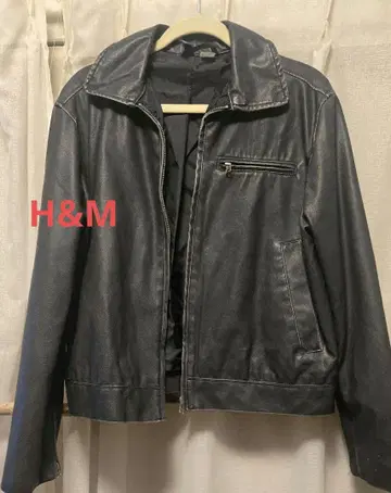 H&M 블랙 가죽 라이더 자켓